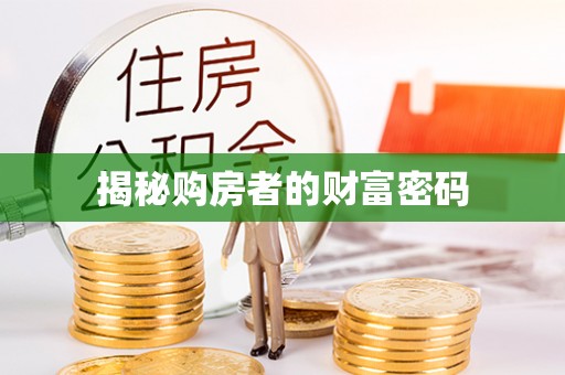正阳揭秘购房者的财富密码